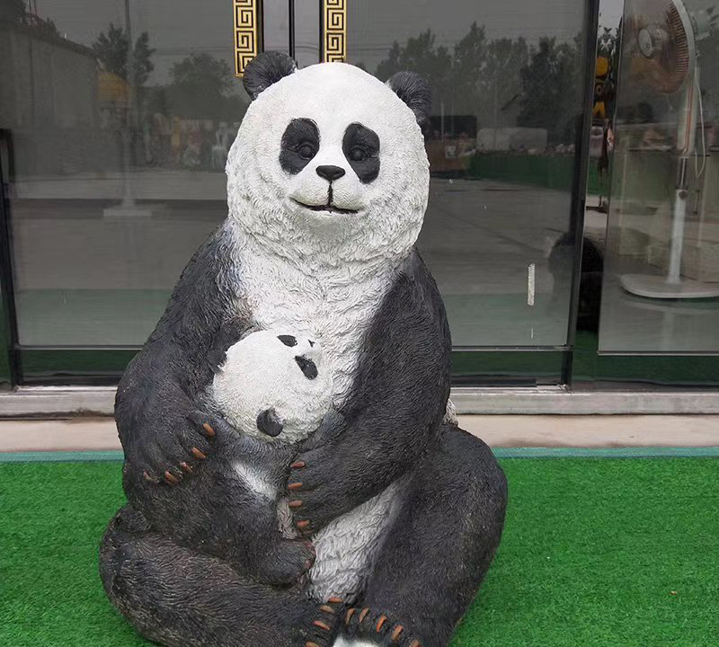 玻璃钢母子熊猫雕塑-玻璃钢母子熊猫雕塑，玻璃钢仿真母子熊猫雕塑  高清图片