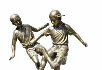 校园踢足球儿童铜雕-校园儿童铜雕  踢足球儿童铜雕