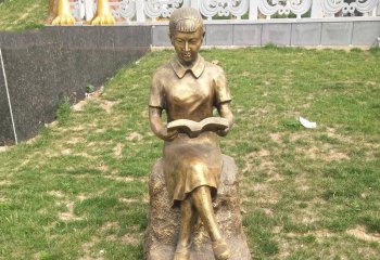 校园看书的女孩铜雕-校园看书人物铜雕 看书女孩铜雕