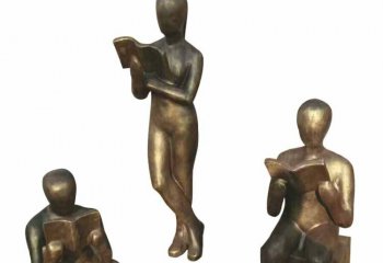 校园抽象读书人物铜雕-校园读书人物铜雕 抽象人物铜雕
