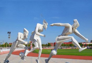 校园不锈钢抽象踢足球人物-校园抽象踢足球人物 不锈钢踢足球人物雕塑