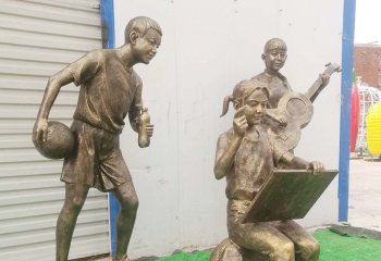 校园绘画的学生铜雕-校园学生铜雕 绘画的学生铜雕