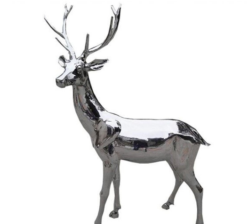 不锈钢动物镜面梅花鹿雕塑-不锈钢动物雕塑 镜面不锈钢梅花鹿雕塑