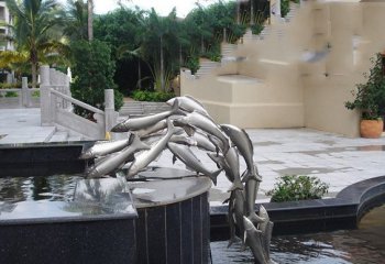 不锈钢跳跃的鱼群雕塑-不锈钢鱼群雕塑 跳跃的鱼群雕塑