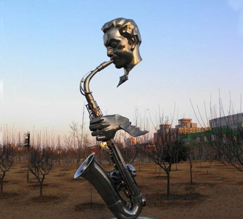 抽象不锈钢吹萨克斯人物雕塑-抽象不锈钢人物雕塑 吹萨克斯人物雕塑高清图片