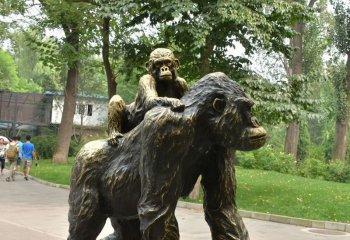 公园母子大猩猩铜雕-公园大猩猩铜雕 母子大猩猩铜雕