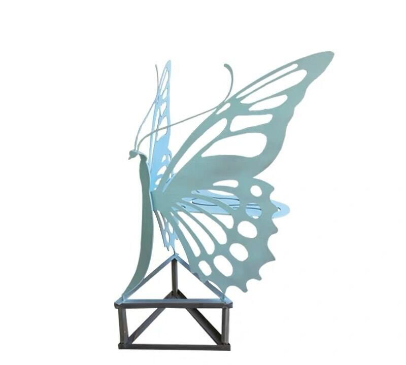 不锈钢镂空蝴蝶座椅-不锈钢镂空蝴蝶雕塑 不锈钢座椅高清图片