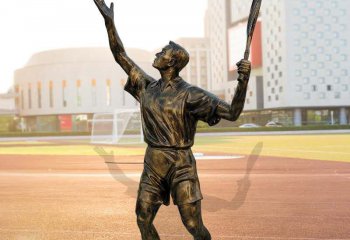 打羽毛球运动人物铜雕-运动人物铜雕 打羽毛球人物铜雕