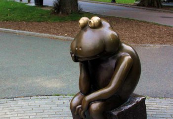思考的卡通青蛙铜雕-卡通青蛙铜雕 思考的青蛙铜雕