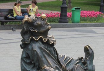 步行街小丑表演铜雕-步行街人物铜雕 小丑铜雕