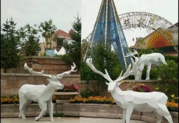公园玻璃钢几何麋鹿雕塑-公园玻璃钢麋鹿雕塑 玻璃钢麋鹿雕塑