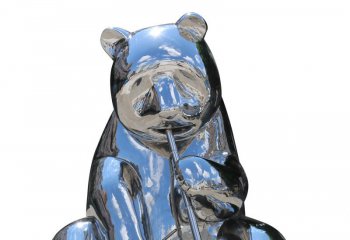 不锈钢镜面吃竹子大熊猫雕塑-不锈钢大熊猫雕塑 镜面大熊猫雕塑