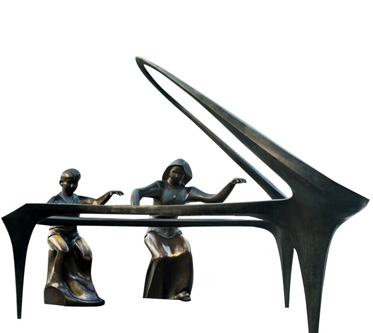 抽象人物弹钢琴铜雕-抽象人物铜雕 弹钢琴人物铜雕高清图片