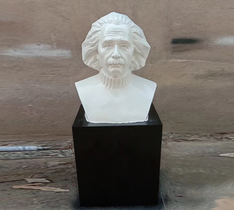 汉白玉西方名人石雕爱因斯坦胸像-汉白玉西方名人石雕 爱因斯坦石雕高清图片