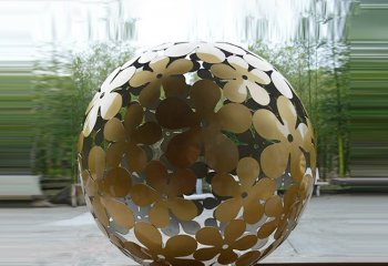不锈钢花朵图案镂空球雕塑-不锈钢镂空球雕塑 花朵图案镂空球