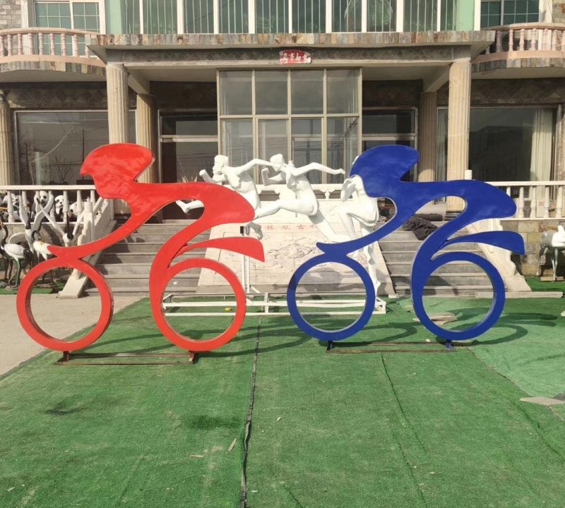 不锈钢抽象骑自行车人物雕塑-不锈钢抽象自行车雕塑 骑自行车人物雕塑高清图片