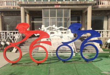 不锈钢抽象骑自行车人物雕塑-不锈钢抽象自行车雕塑 骑自行车人物雕塑