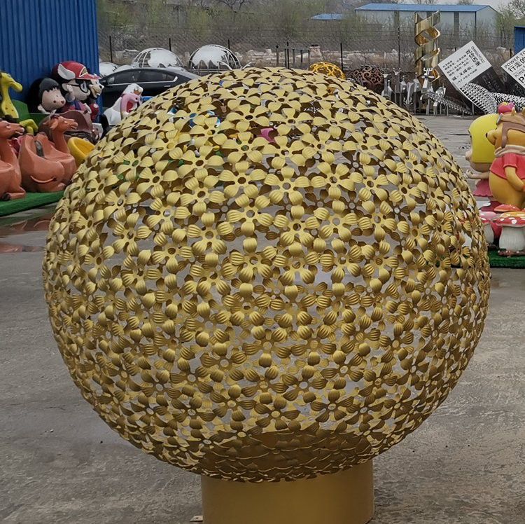 不锈钢花朵镂空球雕塑-不锈钢镂空球雕塑 不锈钢花朵图案镂空球