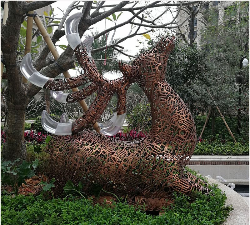 小区不锈钢镂空文字鹿雕塑-小区不锈钢鹿雕塑 不锈钢镂空鹿雕塑