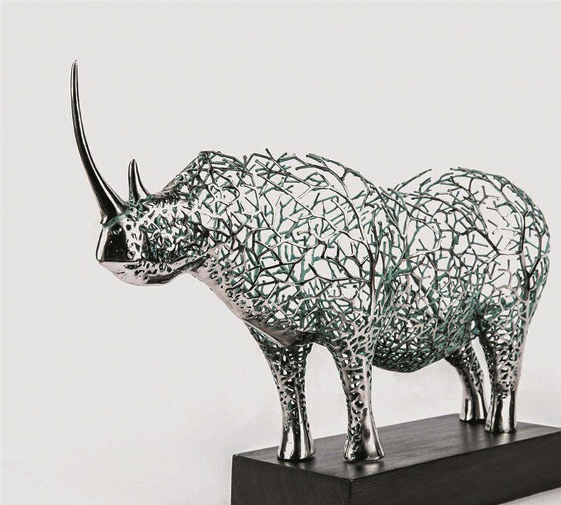 不锈钢抽象树枝造型犀牛雕塑-不锈钢抽象犀牛雕塑 树枝造型犀牛雕塑高清图片
