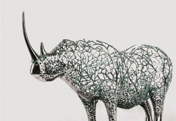 不锈钢抽象树枝造型犀牛雕塑-不锈钢抽象犀牛雕塑 树枝造型犀牛雕塑