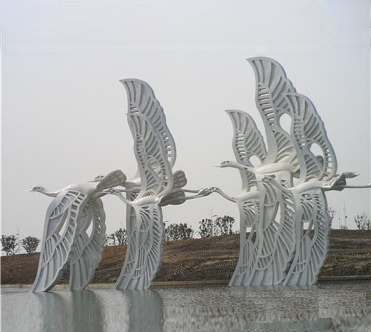 不锈钢水景展翅仙鹤雕塑-不锈钢展翅仙鹤雕塑 水景不锈钢仙鹤雕塑